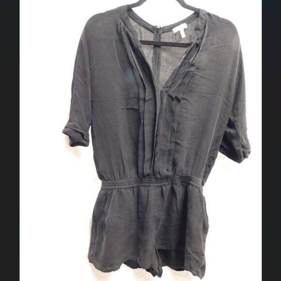 Joie Pants - Joie S Silk Black Sheer Romper Jumper